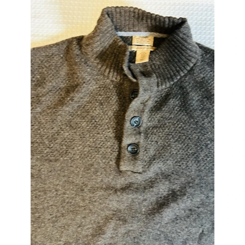 Telluride Brown Sweater Mens XL Brown Lambswool Blend 1/4 Quarter Button XL